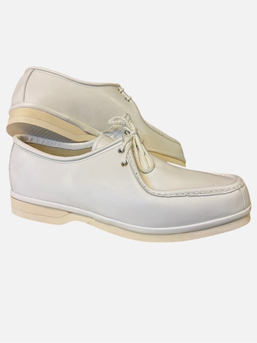 Johnston & Murphy Men's White Bucks VTG USA Made Moc Toe
Derby Shoes Sz 8W